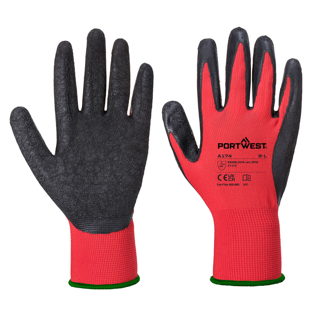 A174 - Flex Grip Latex Glove Red/Black