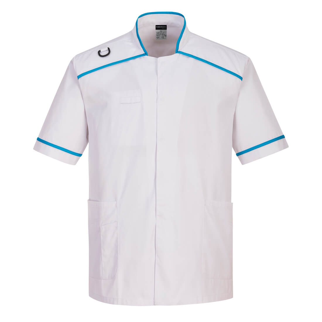 Mens Medical Tunic White&Aqua/White - LW21