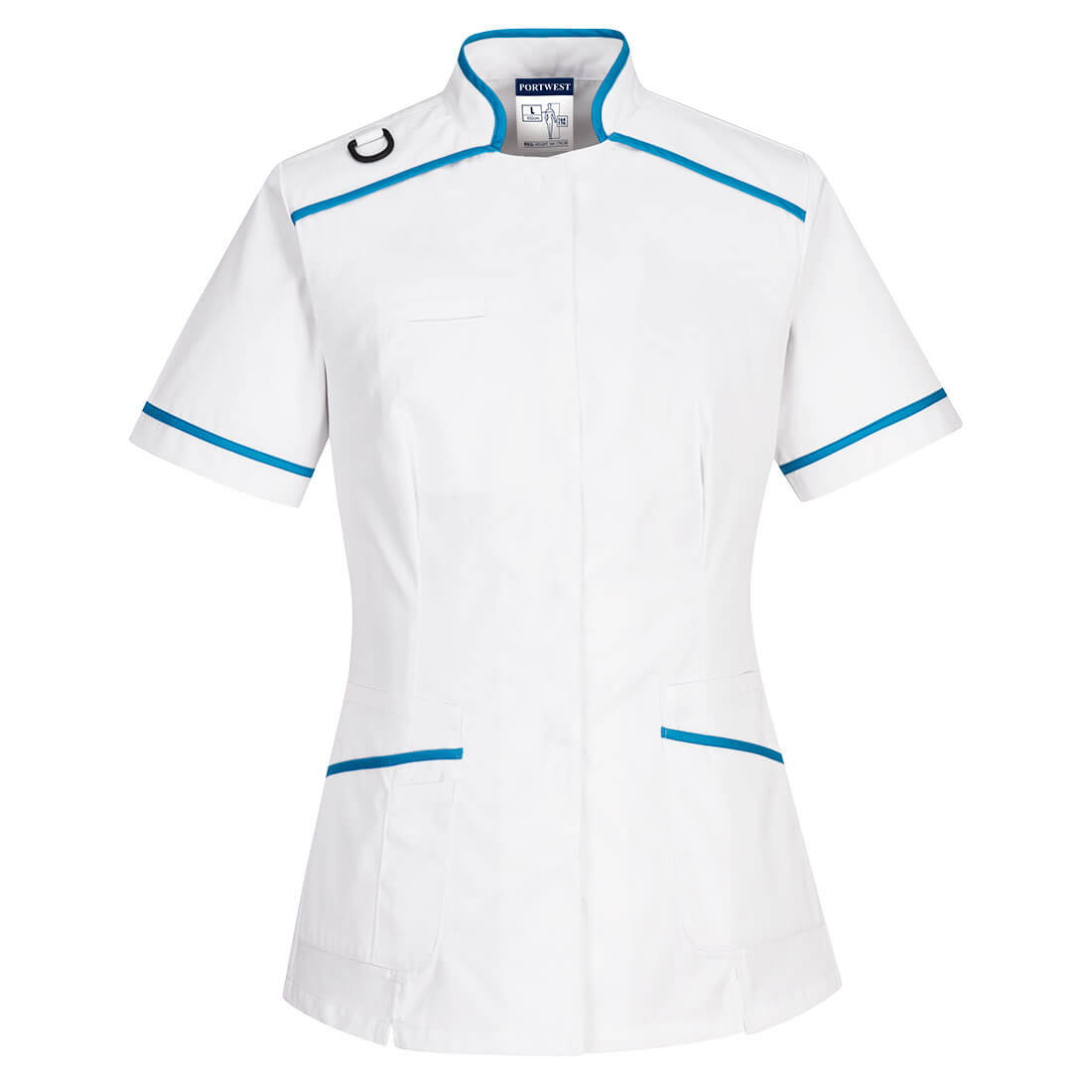 Ladies Medical Tunic - White&Aqua/White - LW21